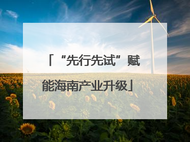 “先行先试”赋能海南产业升级