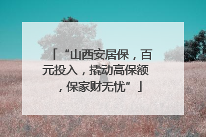 “山西安居保，百元投入，撬动高保额，保家财无忧”
