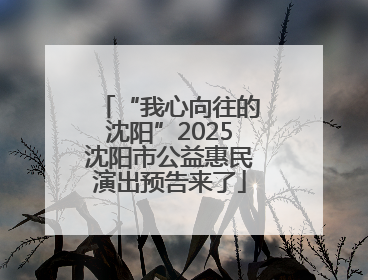 “我心向往的沈阳”2025沈阳市公益惠民演出预告来了