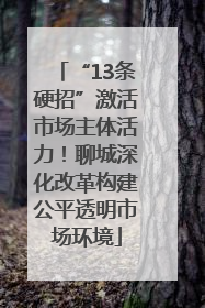 “13条硬招”激活市场主体活力！聊城深化改革构建公平透明市场环境