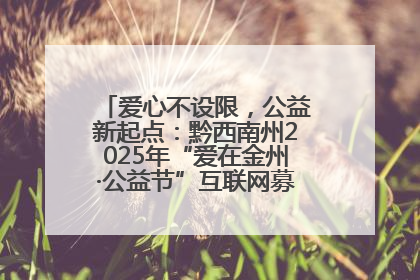 爱心不设限，公益新起点：黔西南州2025年“爱在金州·公益节”互联网募捐活动正式启动