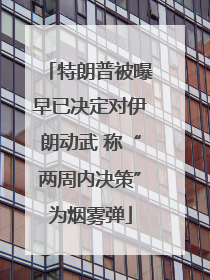 特朗普被曝早已决定对伊朗动武 称“两周内决策”为烟雾弹