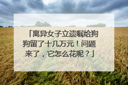 离异女子立遗嘱给狗狗留了十几万元！问题来了，它怎么花呢？