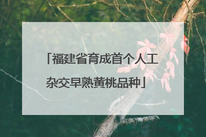 福建省育成首个人工杂交早熟黄桃品种