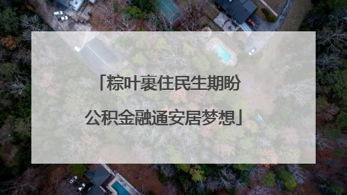 粽叶裹住民生期盼 公积金融通安居梦想