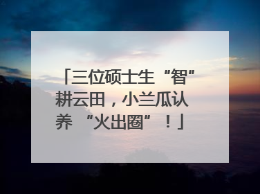 三位硕士生“智” 耕云田，小兰瓜认养 “火出圈”！