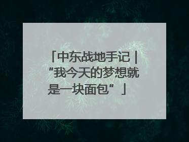 中东战地手记｜“我今天的梦想就是一块面包”