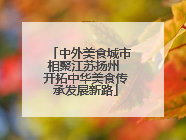 中外美食城市相聚江苏扬州 开拓中华美食传承发展新路