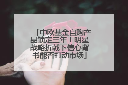 中欧基金自购产品锁定三年！明星战略折戟下信心背书能否打动市场