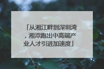 从湘江畔到深圳湾，湘潭跑出中高端产业人才引进加速度