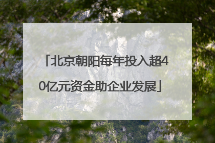 北京朝阳每年投入超40亿元资金助企业发展