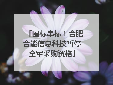 围标串标！合肥合能信息科技暂停全军采购资格