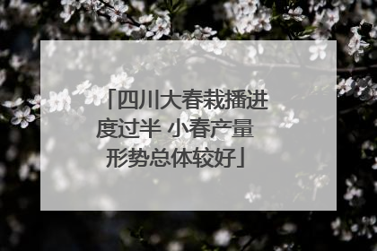 四川大春栽播进度过半 小春产量形势总体较好