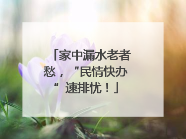 家中漏水老者愁，“民情快办”速排忧！