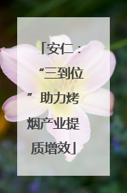 安仁：“三到位”助力烤烟产业提质增效
