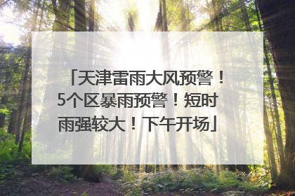 天津雷雨大风预警！5个区暴雨预警！短时雨强较大！下午开场