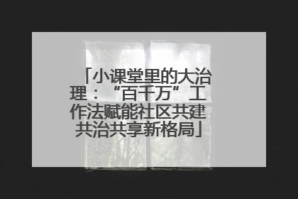 小课堂里的大治理：“百千万”工作法赋能社区共建共治共享新格局