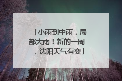 小雨到中雨，局部大雨！新的一周，沈阳天气有变