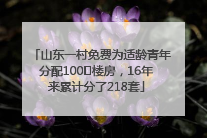 山东一村免费为适龄青年分配100㎡楼房，16年来累计分了218套