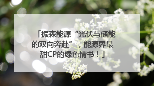 振森能源“光伏与储能的双向奔赴”,能源界最甜CP的绿色情书!