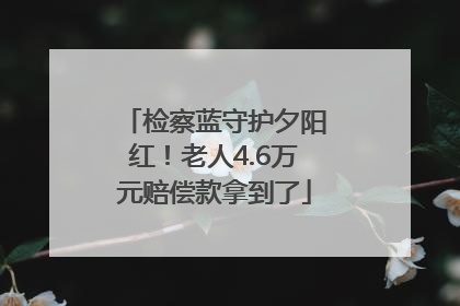 检察蓝守护夕阳红！老人4.6万元赔偿款拿到了