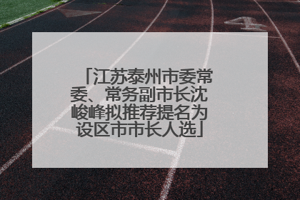 江苏泰州市委常委、常务副市长沈峻峰拟推荐提名为设区市市长人选