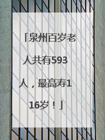 泉州百岁老人共有593人，最高寿116岁！