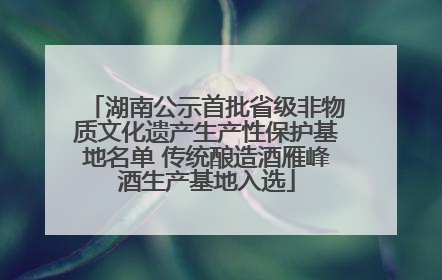 湖南公示首批省级非物质文化遗产生产性保护基地名单 传统酿造酒雁峰酒生产基地入选