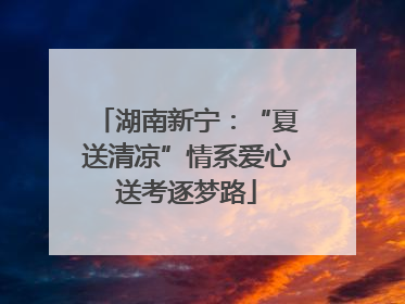 湖南新宁：“夏送清凉”情系爱心送考逐梦路
