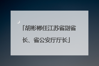 胡彬郴任江苏省副省长、省公安厅厅长