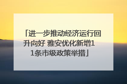 进一步推动经济运行回升向好 雅安优化新增11条市级政策举措