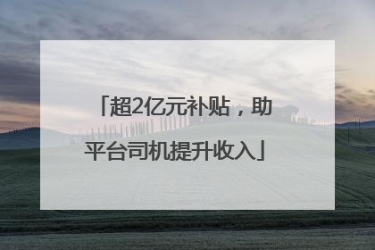 超2亿元补贴，助平台司机提升收入