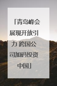 青岛峰会展现开放引力 跨国公司加码投资中国