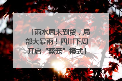 雨水周末到货，局部大暴雨！四川下周开启“蒸笼”模式