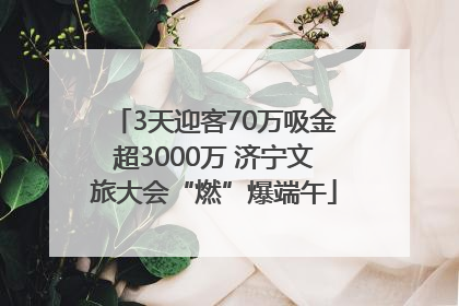 3天迎客70万吸金超3000万 济宁文旅大会“燃”爆端午